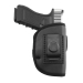 Black eco leather four way open top holster front view with clip attachment