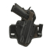 Black hybrid IWB OWB hunting holster front view with leather backer and molded shell