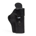 Black Leather IWB Holster With Metal Clip – angled front view – inside waistband carry design
