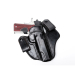 Black leather IWB snap loops holster worn inside the waistband