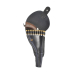 Black leather ropes holster with shell loops and flap closure front view