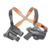 Black Leather Vertical Shoulder Holster Rig full view showing vertical holster and double magazine carrier