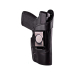 Black Leather Locking IWB Holster front profile showing inside waistband concealed carry design with retention lock