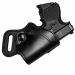 Black Leather Rear Guard Holster front angle showing belt slide slot and adjustable retention screw