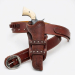 Brown Western Leather Revolver Holster Belt with Cartridge Loops – product front view – tooled brown leather holster, belt, buckle, and cartridge loop section