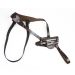 Brown leather horizontal shoulder holster harness shown laid out