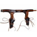 Brown Western Leather Double Revolver Holster Belt with Ammo Loops – full product view – dual holsters, wide belt, ammo loops, and long tie down straps