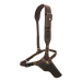 Brown Leather Chest Rig Holster front view showing shoulder harness, holster, and ammo holder