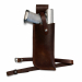 Brown leather drop leg holster front view with adjustable leg strap