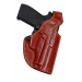 Brown Leather OWB Holster With Thumb Break front view showing molded body and open muzzle design