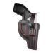 Brown Leather OWB Hunting Holster With Thumb Break front angle view with molded leather body