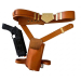 Cassian Andor Inspired Brown Leather Holster Rig front view with belt and thigh holster