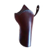 Dark brown leather cross draw revolver holster shown empty in front view