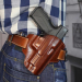 Handcrafted OWB Brown Leather Gun Holster - Custom Hand-Molded Full-Grain Leather Holster