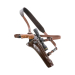 Havana Brown Leather Chest Holster With Harness – angled view showing holster, shoulder strap, and torso strap assembly
