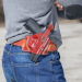Handcrafted High-Ride OWB Leather Gun Holster - Custom Molded Brown Leather Holster for Perfect Fit and Security with Reinforced Steel Thumb Break