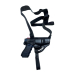 Black leather shoulder holster with adjustable harness straps, displayed flat to show full carry system layout