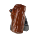 Leather OWB hunting holster front view with paddle and belt loop carry design