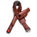 Classic leather belt holster shown with belt and retention strap in angled view
