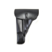 Front view of OWB military flap black leather holster showing full flap closure and structured leather body