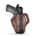 Premium Steerhide Leather OWB Belt Holster front view showing molded leather body and open top carry design.