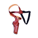 Brown leather vertical shoulder holster with adjustable harness for S&W 686 revolver