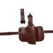 Rear view of leather drop-leg thigh holster showing strap configuration and attachment points