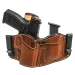 Brown Leather Dual Carry Holster With Mag Pouch showing molded cowhide construction and open top carry design.