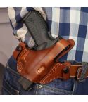 OWB Leather Gun Holster - Custom Molded Holster with Reinforced Steel Thumb Break