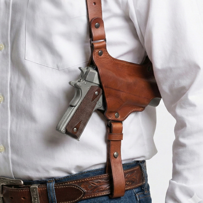 Law Enforcement Leather Vertical Double Shoulder Holster