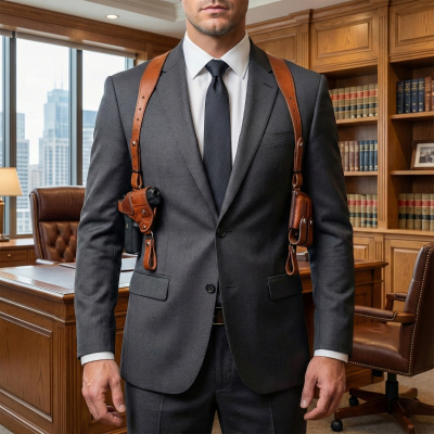 BH7D Horizontal Double Shoulder Leather Holster