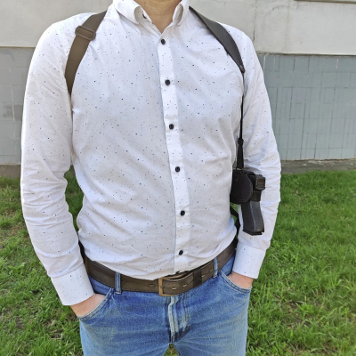 Black Leather Body Shoulder Holster With Belt Clip