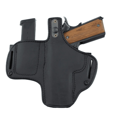 Black Leather Dual Carry Hunting Holster With Mag Pouch