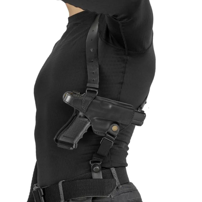 Black Leather Shoulder & OWB Holster for Glock