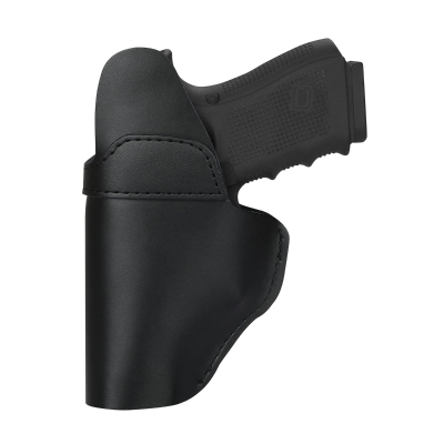 Black Leather IWB Holster With Steel Clip