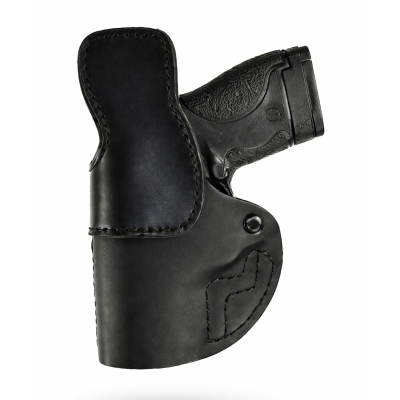 Black Leather IWB Holster With Dual Belt Straps