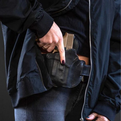 Black Leather Light Bearing OWB Holster