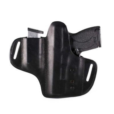 Black Leather Locking OWB Holster With Mag Pouch
