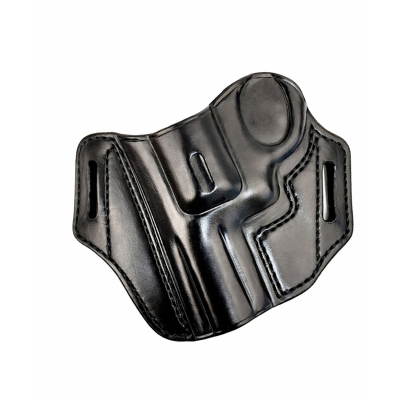 Black Leather OWB Dual Slot Revolver Holster molded leather design