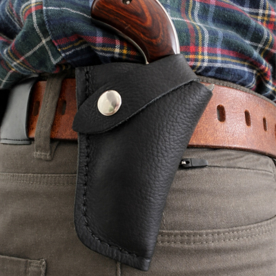 Black Leather Snap Belt Holster