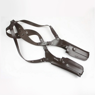 Brown Leather Vertical Shoulder Double Holster