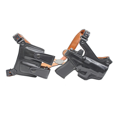 Black Leather Vertical Shoulder Holster Rig