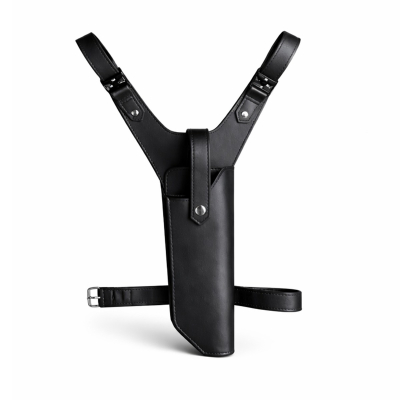 Black Leather Yoke Drop Leg Handcrafted Holster