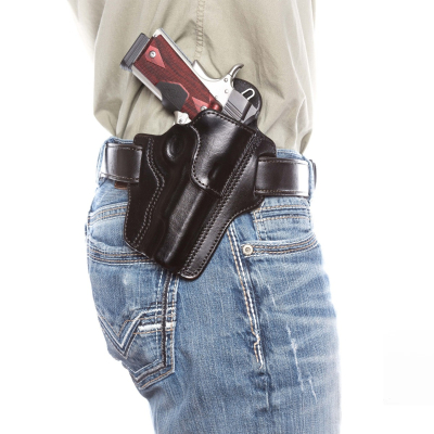 Black Leather OWB Pancake Holster