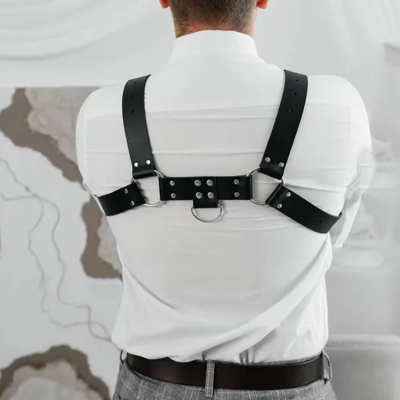 Black Bulldog Leather Chest Harness – Genuine Leather Power Strap for Men