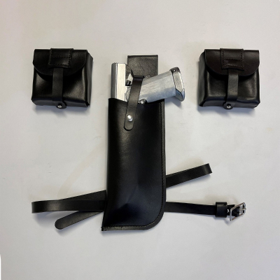 Black Leather Calf Holster And Pouch Set