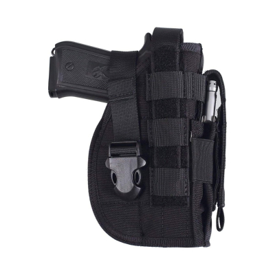 Black Nylon MOLLE Hunting Holster With Mag Pouch