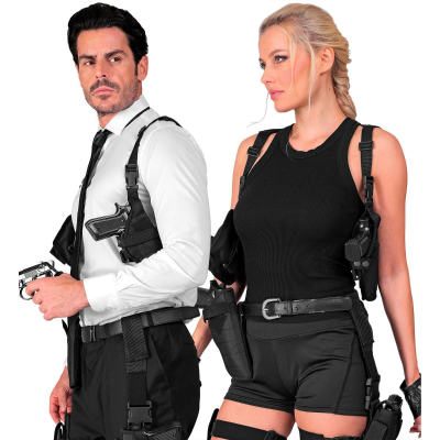 Black Tactical Shoulder Holster With Utility Pouch