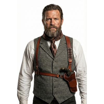 Brown Leather Double Shoulder Holster Rig