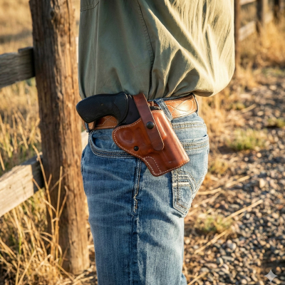 Brown Leather Alaska Hunter Hip Holster